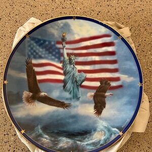 Danbury Mint Patriotic Plate with Blue and Red Accents
